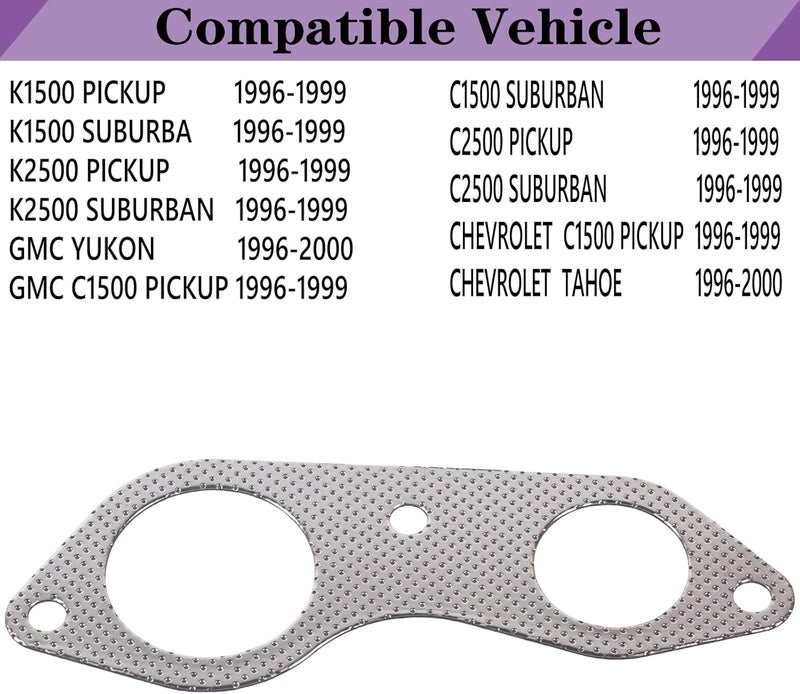 LYNSHINE 31575 Exhaust Pipe Flange Gasket For CHEVROLET，GMC，C1500 PICKUP SUBURBAN,C2500 PICKUP SUBURBAN K1500 PICKUP SUBURBAN K2500 PICKUP SUBURBAN 1996 1997 1998 1999;CADILLAC ESCALADE 1999-2000 - Image 2